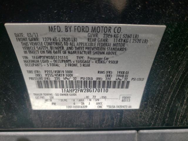Photo 10 from auction – 2011 FORD TAURUS LIM with VIN 1FAHP2FW2BG170110