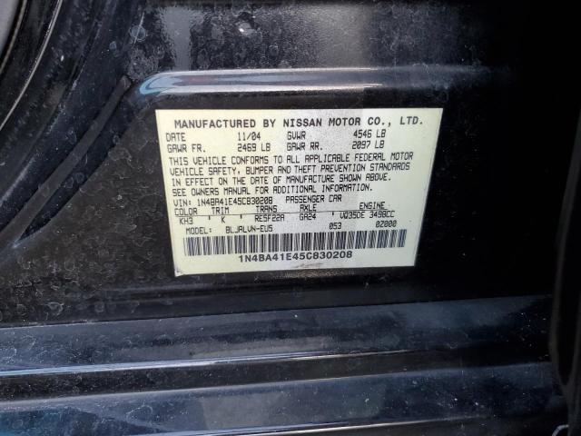 Photo 10 from auction – 2005 NISSAN MAXIMA SE with VIN 1N4BA41E45C830208