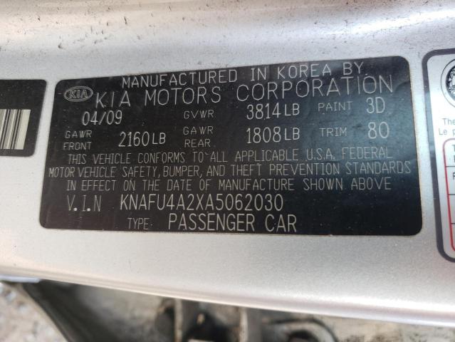 Photo 10 from auction – 2010 KIA FORTE EX with VIN KNAFU4A2XA5062030