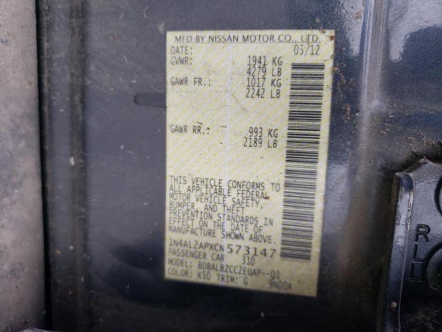 Photo 10 from auction – 2012 NISSAN ALTIMA BAS with VIN 1N4AL2APXCN573147
