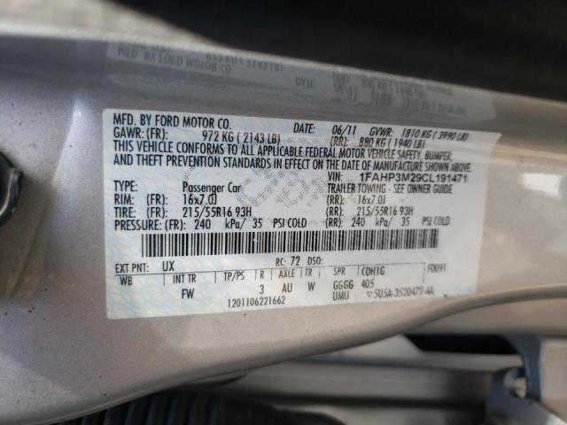 Photo 10 from auction – 2012 FORD FOCUS SEL with VIN 1FAHP3M29CL191471