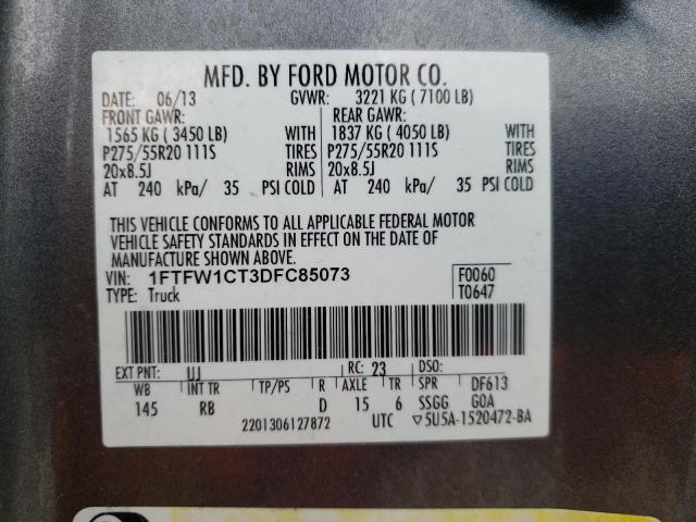 Photo 10 from auction – 2013 FORD F150 SUPER with VIN 1FTFW1CT3DFC85073