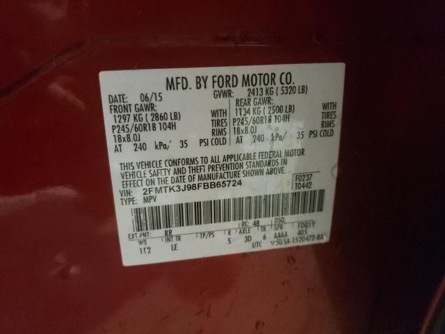 Photo 10 from auction – 2015 FORD EDGE SEL with VIN 2FMTK3J98FBB65724