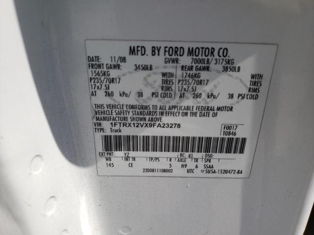 Photo 10 from auction – 2009 FORD F150 SUPER with VIN 1FTRX12VX9FA23278