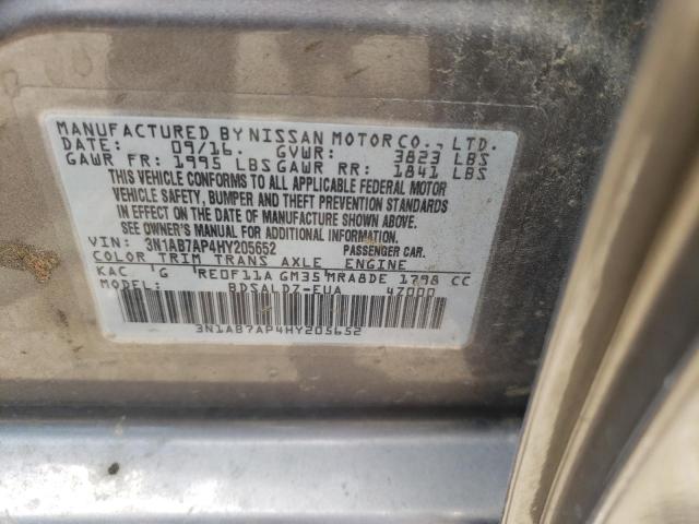 Photo 10 from auction – 2017 NISSAN SENTRA S with VIN 3N1AB7AP4HY205652