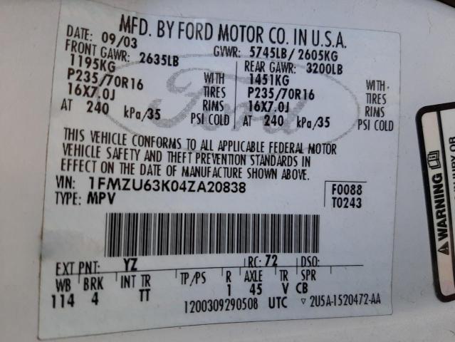 Photo 10 from auction – 2004 FORD EXPLORER X with VIN 1FMZU63K04ZA20838