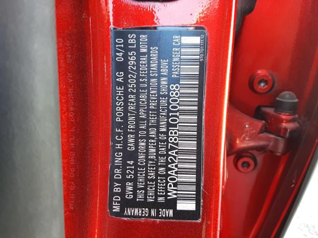 Photo 10 from auction – 2011 PORSCHE PANAMERA with VIN WP0AA2A78BL010088