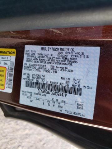 Photo 10 from auction – 2016 FORD FUSION SE with VIN 3FA6P0H70GR326419