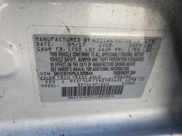 Photo 10 from auction – 2018 NISSAN VERSA with VIN 3N1CN7AP5JL820844