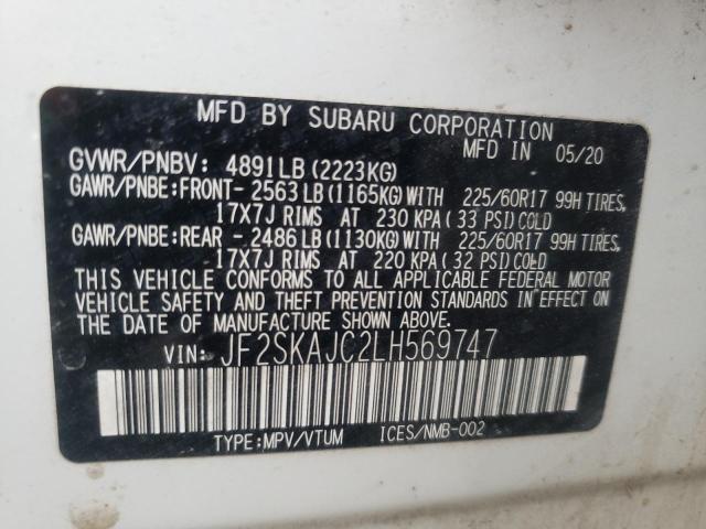 Photo 10 from auction – 2020 SUBARU FORESTER P with VIN JF2SKAJC2LH569747