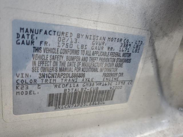Photo 10 from auction – 2013 NISSAN VERSA S with VIN 3N1CN7AP2DL886806