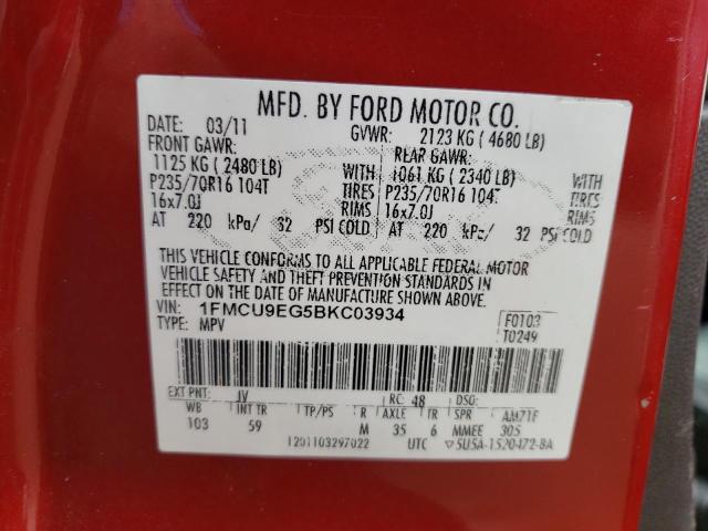 Zdjęcie 10 z aukcji – 2011 FORD ESCAPE LIM z VIN 1FMCU9EG5BKC03934