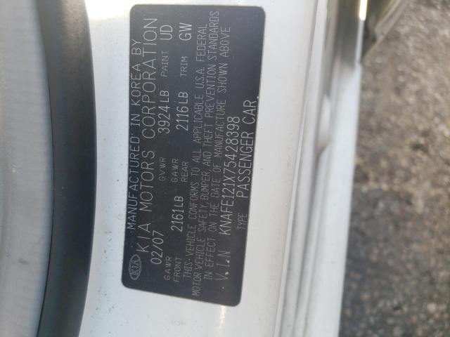 Photo 10 from auction – 2007 KIA SPECTRA EX with VIN KNAFE121X75428398