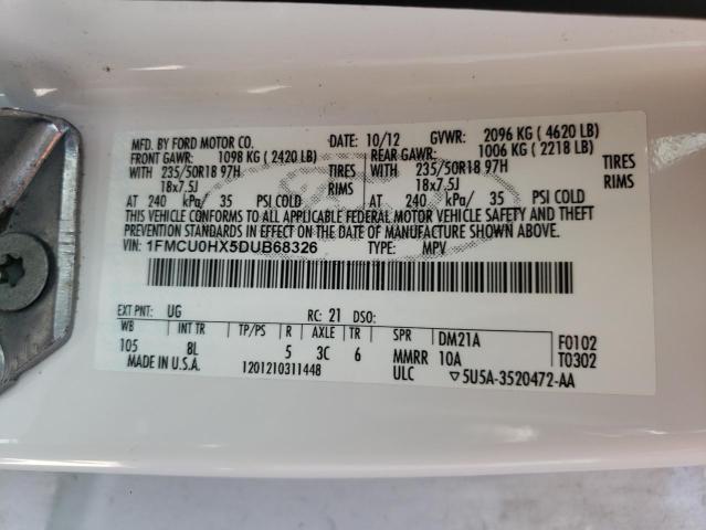 Photo 10 from auction – 2013 FORD ESCAPE SEL with VIN 1FMCU0HX5DUB68326