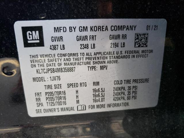 Photo 10 from auction – 2021 CHEVROLET TRAX 1LT with VIN KL7CJPSB4MB358887
