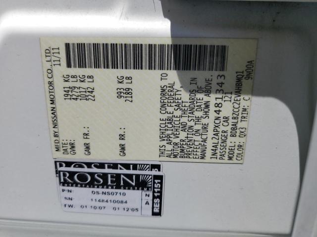 Photo 10 from auction – 2012 NISSAN ALTIMA BAS with VIN 1N4AL2APXCN481343
