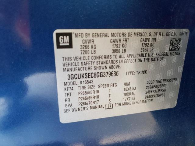 Photo 10 from auction – 2016 CHEVROLET SILVERADO with VIN 3GCUKSEC8GG379636
