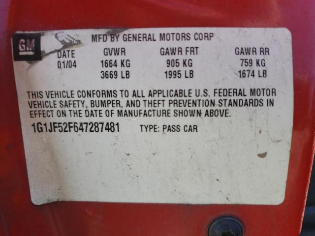 Photo 10 from auction – 2004 CHEVROLET CAVALIER L with VIN 1G1JF52F647287481