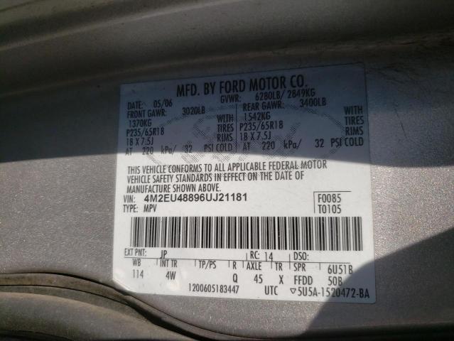 Photo 10 from auction – 2006 MERCURY MOUNTAINEE with VIN 4M2EU48896UJ21181
