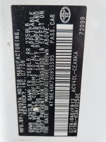 Photo 10 from auction – 2009 TOYOTA CAMRY BASE with VIN 4T1BE46K79U855595