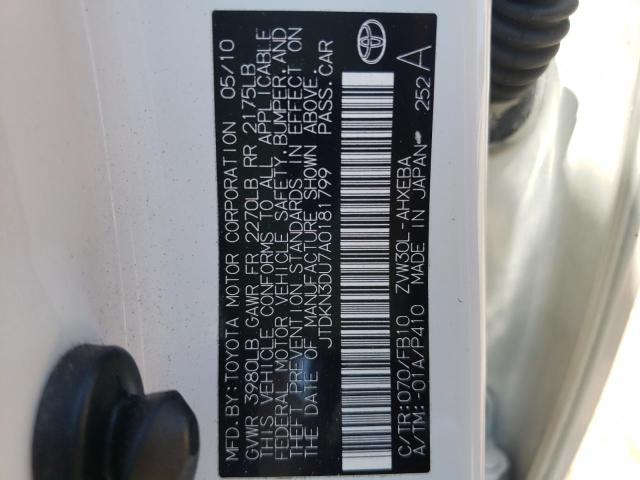 Photo 10 from auction – 2010 TOYOTA PRIUS with VIN JTDKN3DU7A0181799