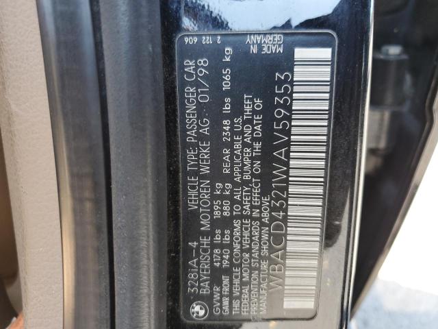 Photo 10 from auction – 1998 BMW 328 I AUTO with VIN WBACD4321WAV59353