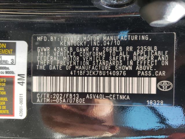 Photo 10 from auction – 2011 TOYOTA CAMRY BASE with VIN 4T1BF3EK7BU140976