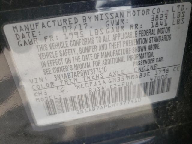 Photo 10 from auction – 2017 NISSAN SENTRA S with VIN 3N1AB7AP6HY377410