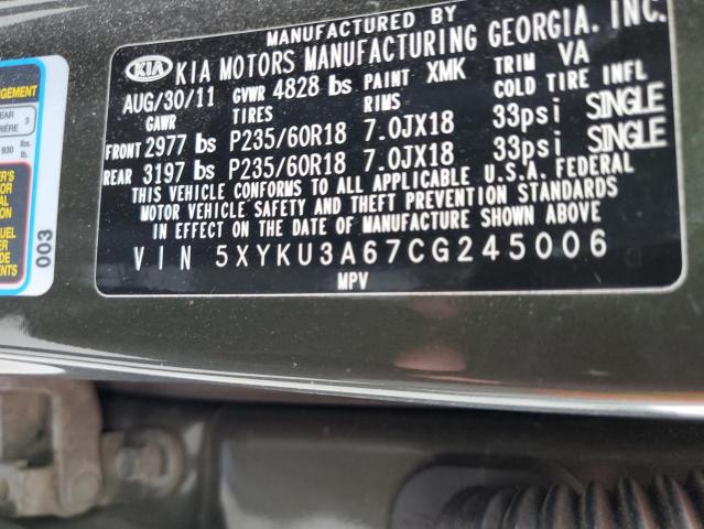 Photo 10 from auction – 2012 KIA SORENTO EX with VIN 5XYKU3A67CG245006