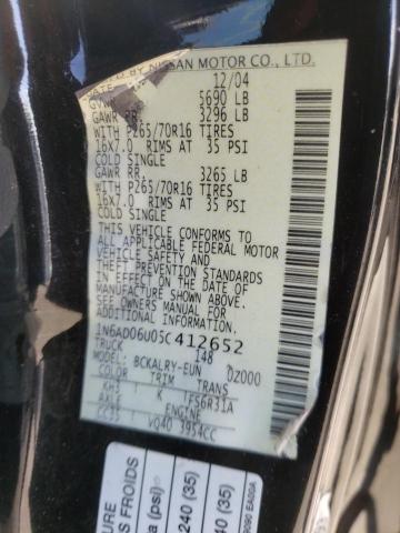 Photo 10 from auction – 2005 NISSAN FRONTIER K with VIN 1N6AD06U05C412652