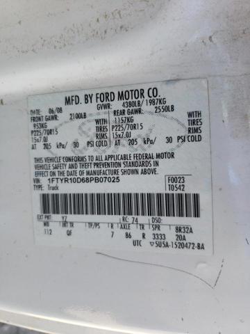 Photo 10 from auction – 2008 FORD RANGER with VIN 1FTYR10D68PB07025