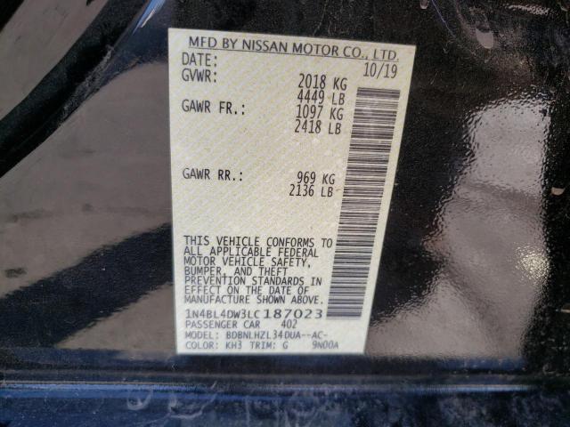 Photo 10 from auction – 2020 NISSAN ALTIMA SV with VIN 1N4BL4DW3LC187023