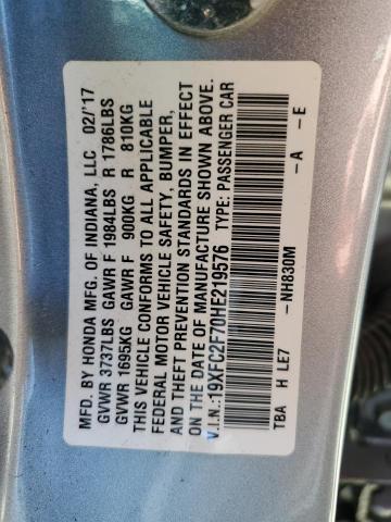 Photo 10 from auction – 2017 HONDA CIVIC EX with VIN 19XFC2F70HE219576