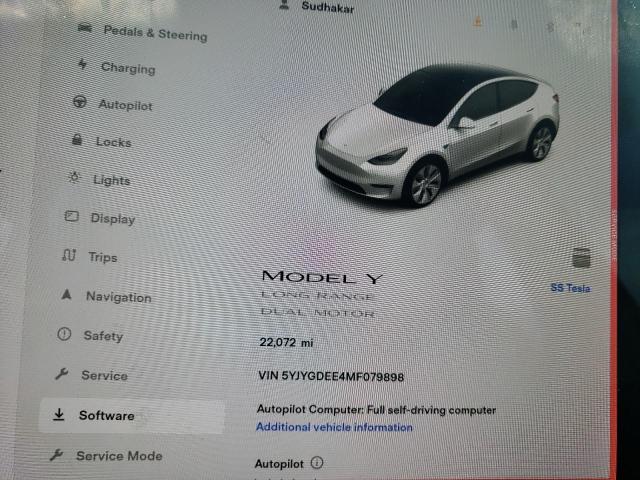 Photo 8 from auction – 2021 TESLA MODEL Y with VIN 5YJYGDEE4MF079898
