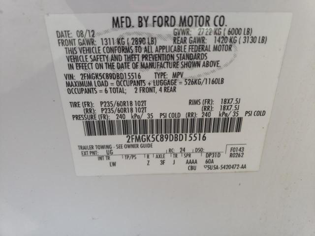 Photo 10 from auction – 2013 FORD FLEX SEL with VIN 2FMGK5C89DBD15516
