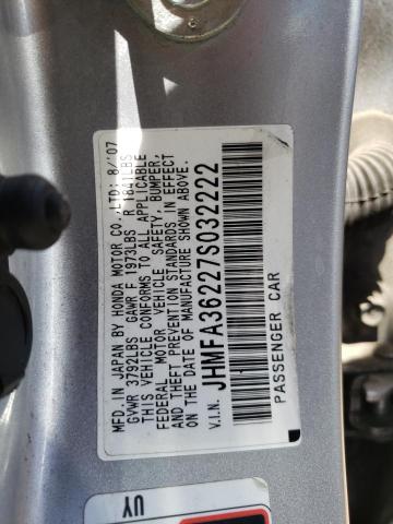 Photo 10 from auction – 2007 HONDA CIVIC HYBR with VIN JHMFA36227S032222