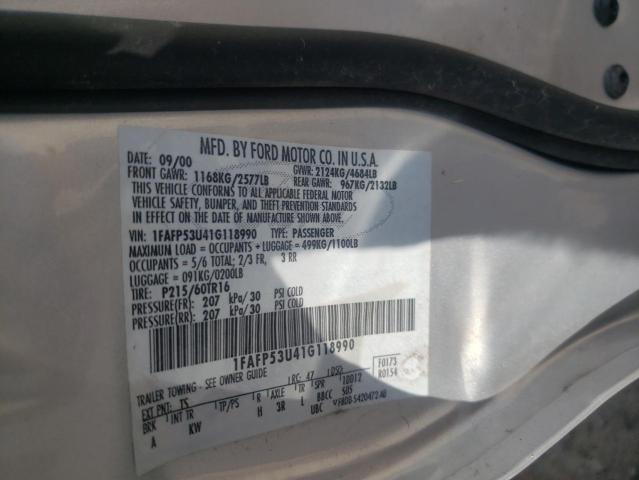 Photo 10 from auction – 2001 FORD TAURUS SE with VIN 1FAFP53U41G118990