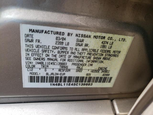 Photo 10 from auction – 2005 NISSAN ALTIMA SE with VIN 1N4BL11E45C139883