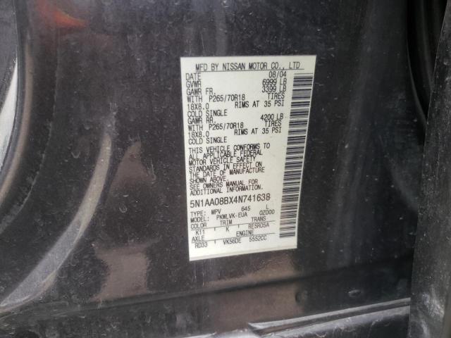 Photo 10 from auction – 2004 NISSAN ARMADA SE with VIN 5N1AA08BX4N741638