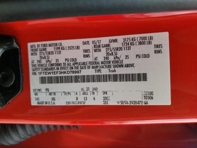 Photo 10 from auction – 2017 FORD F150 SUPER with VIN 1FTEW1EF3HKD78997