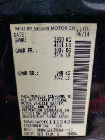 Photo 10 from auction – 2015 NISSAN ALTIMA 2.5 with VIN 1N4AL3AP0FC111542