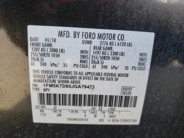 Photo 10 from auction – 2018 FORD EXPLORER X with VIN 1FM5K7D80JGA79473