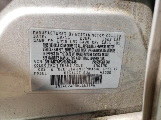 Photo 10 from auction – 2017 NISSAN SENTRA S with VIN 3N1AB7AP3HL663146