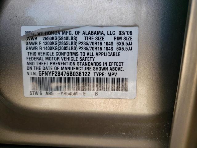 Photo 10 from auction – 2006 HONDA PILOT EX with VIN 5FNYF28476B036122