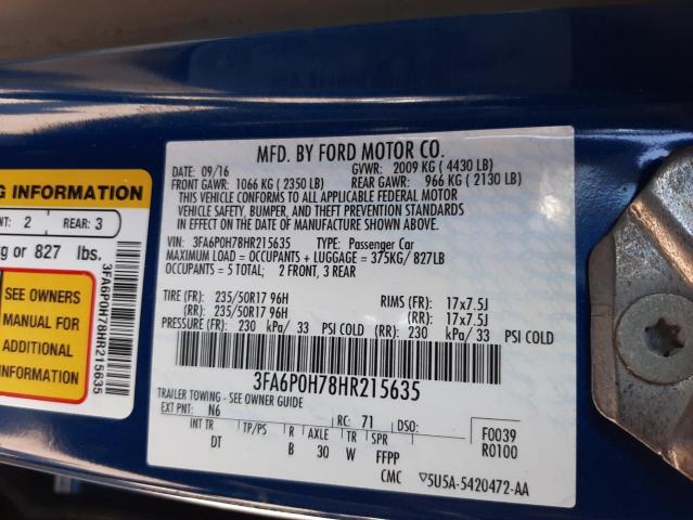 Photo 10 from auction – 2017 FORD FUSION SE with VIN 3FA6P0H78HR215635