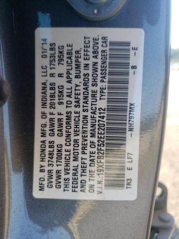 Photo 10 from auction – 2014 HONDA CIVIC LX with VIN 19XFB2F52EE207412