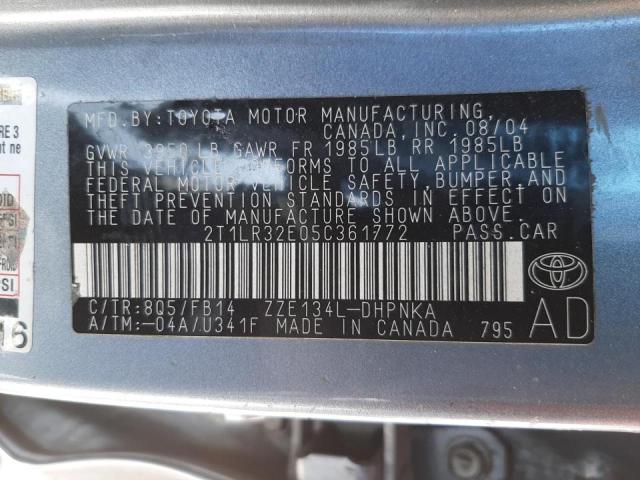 Photo 10 from auction – 2005 TOYOTA COROLLA MA with VIN 2T1LR32E05C361772