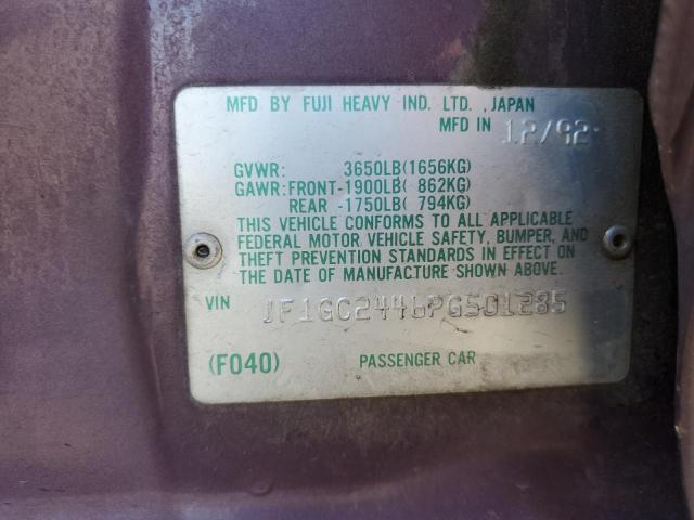 Photo 10 from auction – 1993 SUBARU IMPREZA L with VIN JF1GC2446PG501285