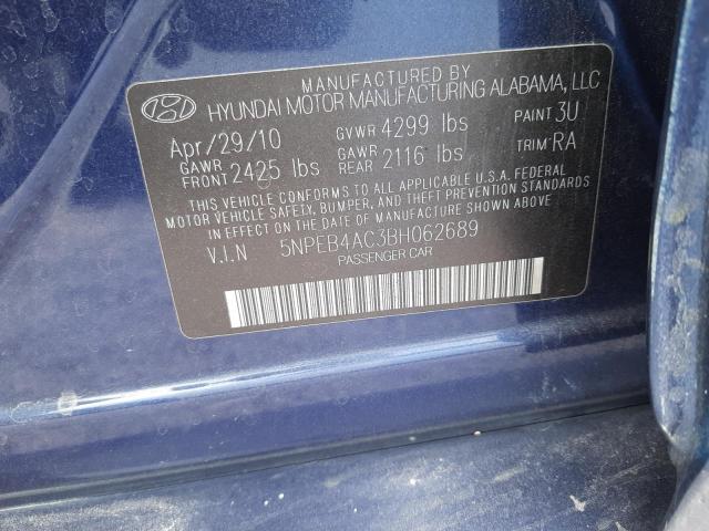 Photo 10 from auction – 2011 HYUNDAI SONATA GLS with VIN 5NPEB4AC3BH062689