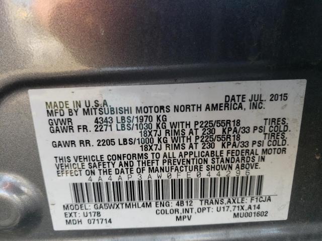 Photo 10 from auction – 2015 MITSUBISHI OUTLANDER with VIN 4A4AP3AW0FE044296